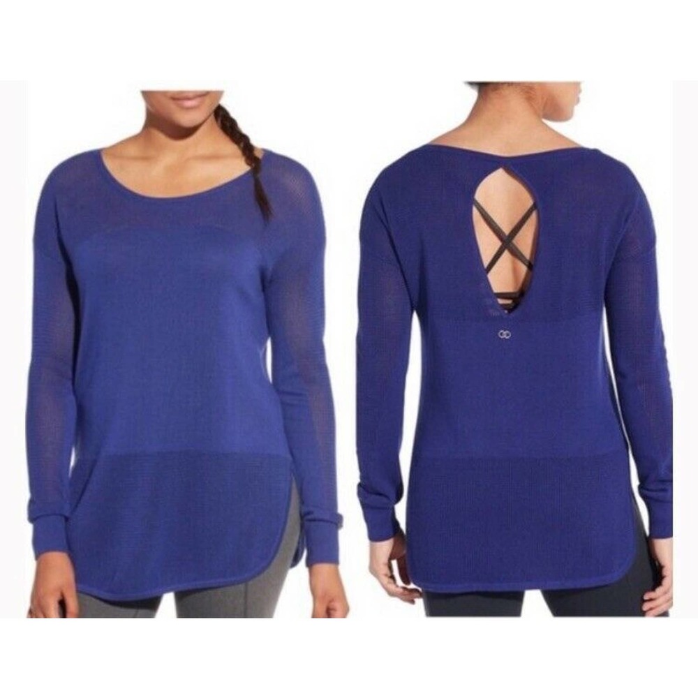 Calia Purple Effortless Mesh Sweater M